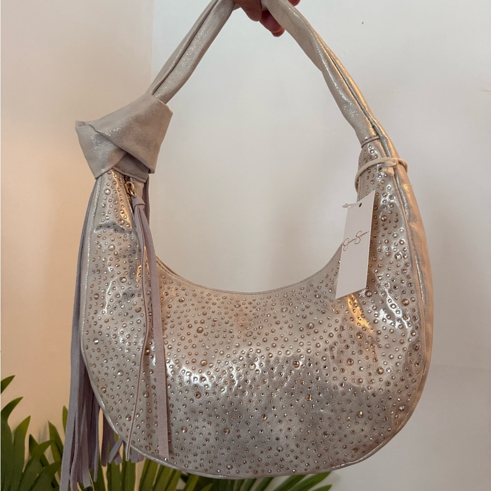 Jessica Simpson Silver Studded Hobo Bag